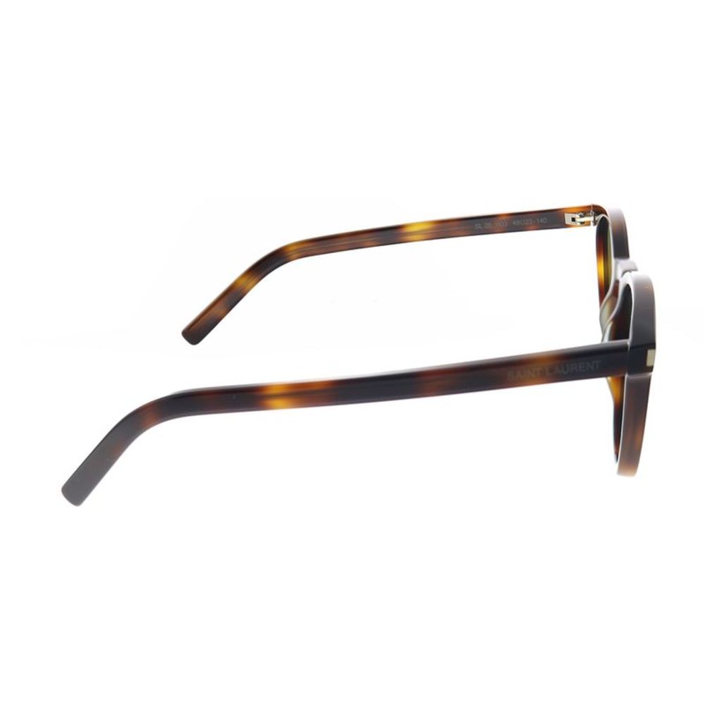 New Saint Laurent SL 28 003 003 Havana Plastic Square Sunglasses Green Lens - Picture 3 of 3